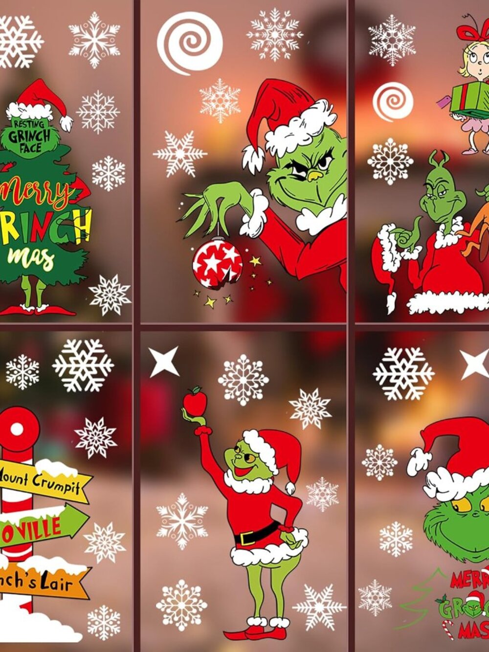 Christmas Window Clings Decorations for Glass Windows Winter Stickers Snowflakes